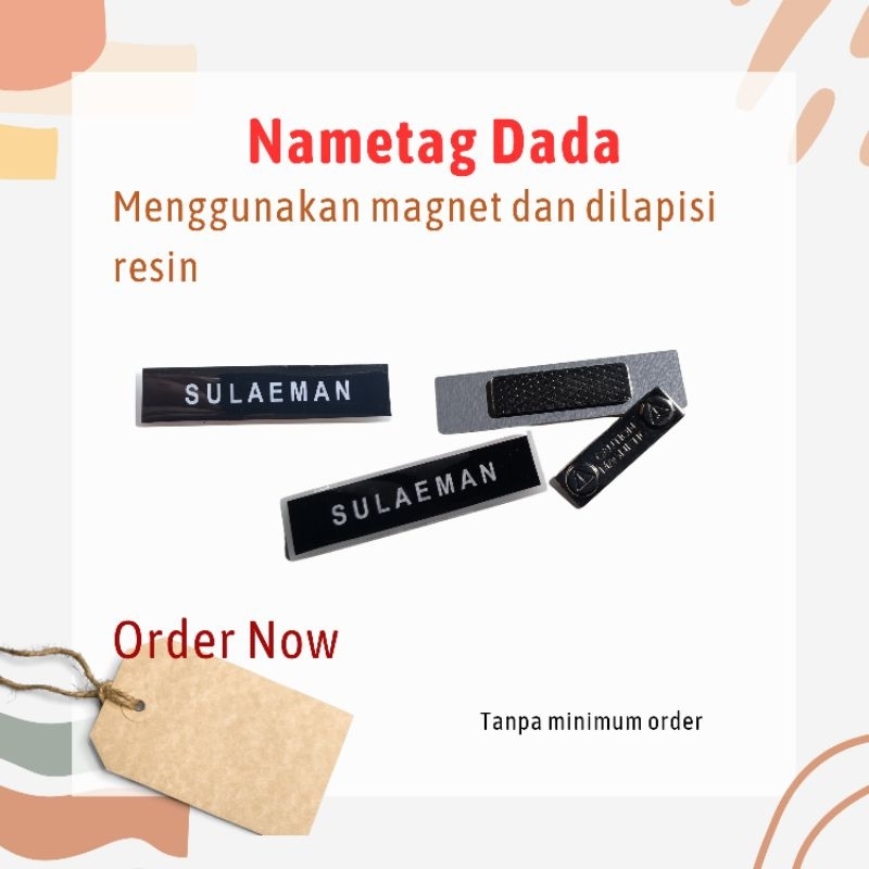 

Name Tag Dada Resin Magnet dan Peniti