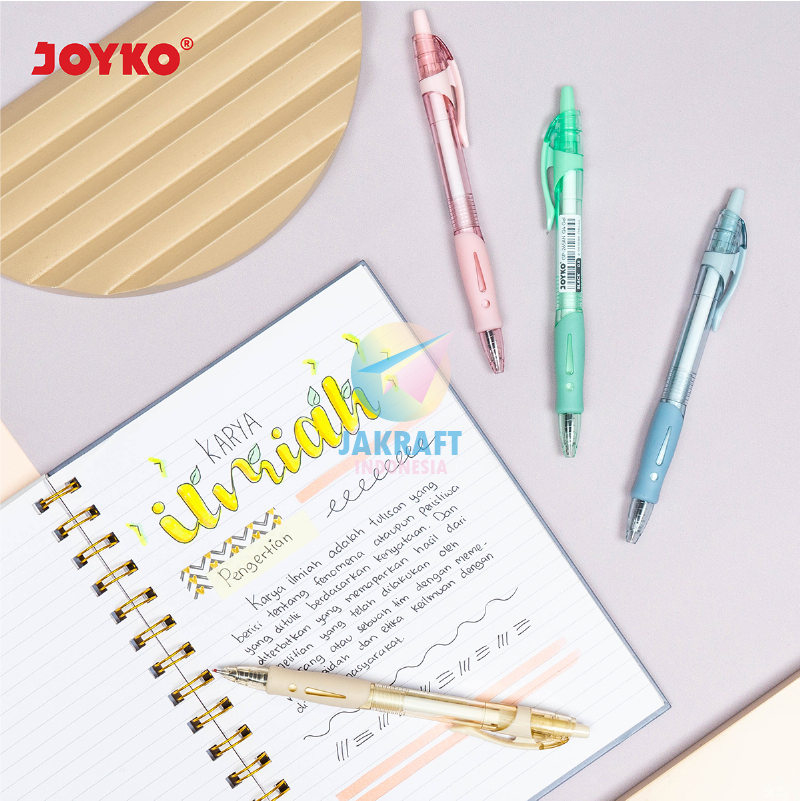 

(1 Pcs) Pulpen Gel Pen Klik JOYKO GP-265AN Q4 GEL Morandi / GP-265BN Q5 GEL Pastel Tebal Hitam Black 0.5 mm Anti Macet Luntur