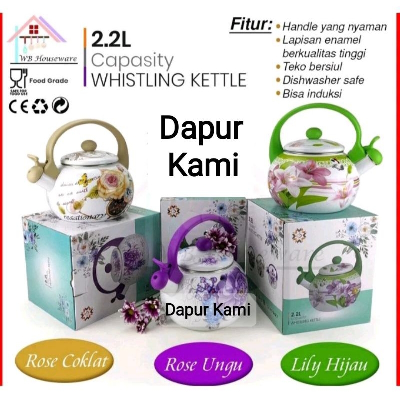 Teko enamel Kembang Ceret Bunyi enamel / kettle enamel kembang ketel bunyi / Teko