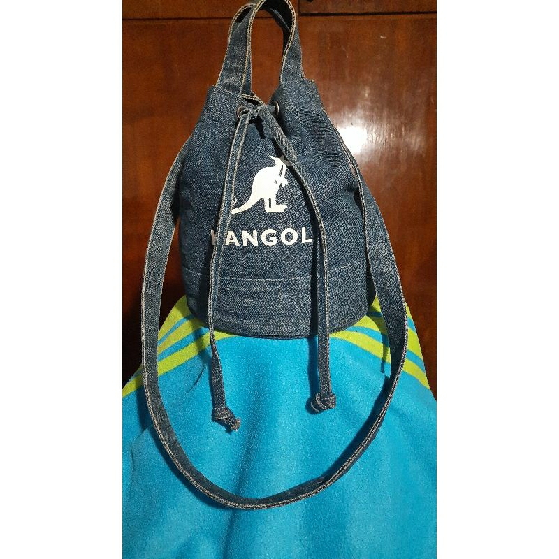 KANGOL BUCKET BAG SERUT_COTTON DENIM NAVY