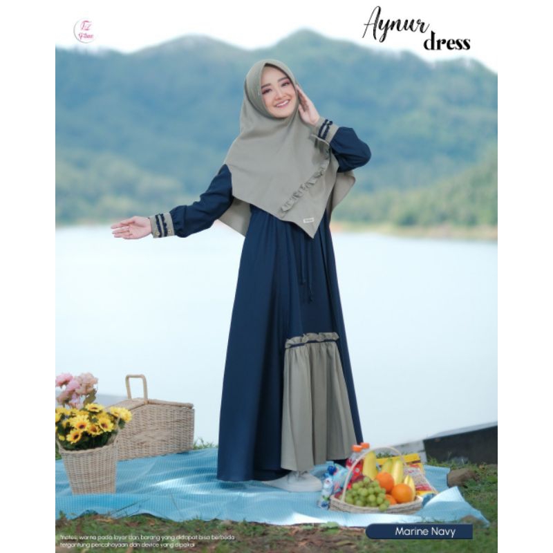Dilovable.id | AYNUR DRESS GAMIS POLOS KOMBINASI GAMIS WANITA RUFFLE BY. FAUZ HIJAB