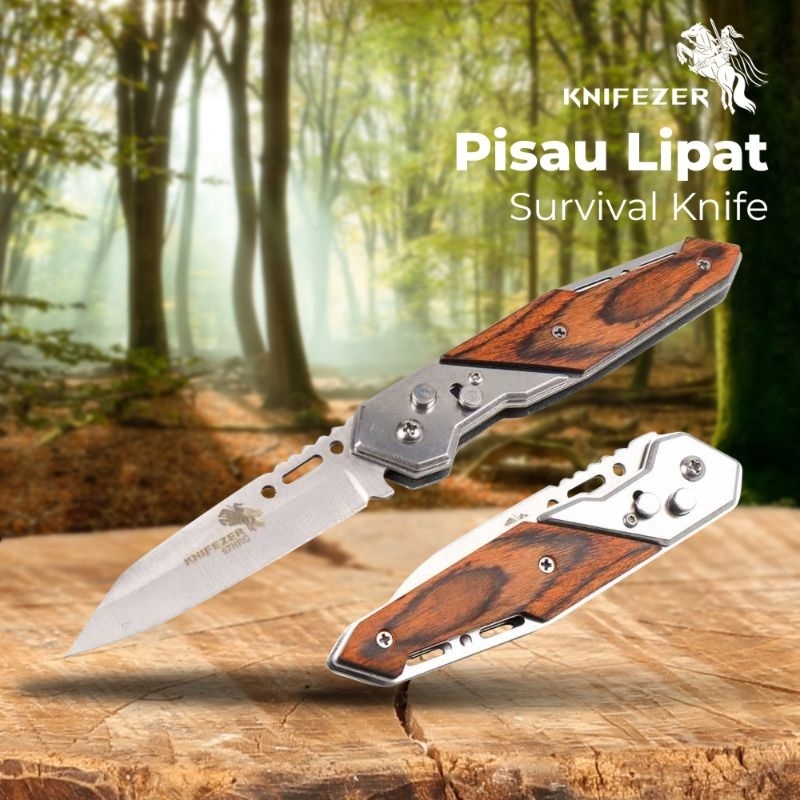 Pisau Lipat Baja Doom Blade Survival Pisau Tactical Hunting pisau knifezer brown