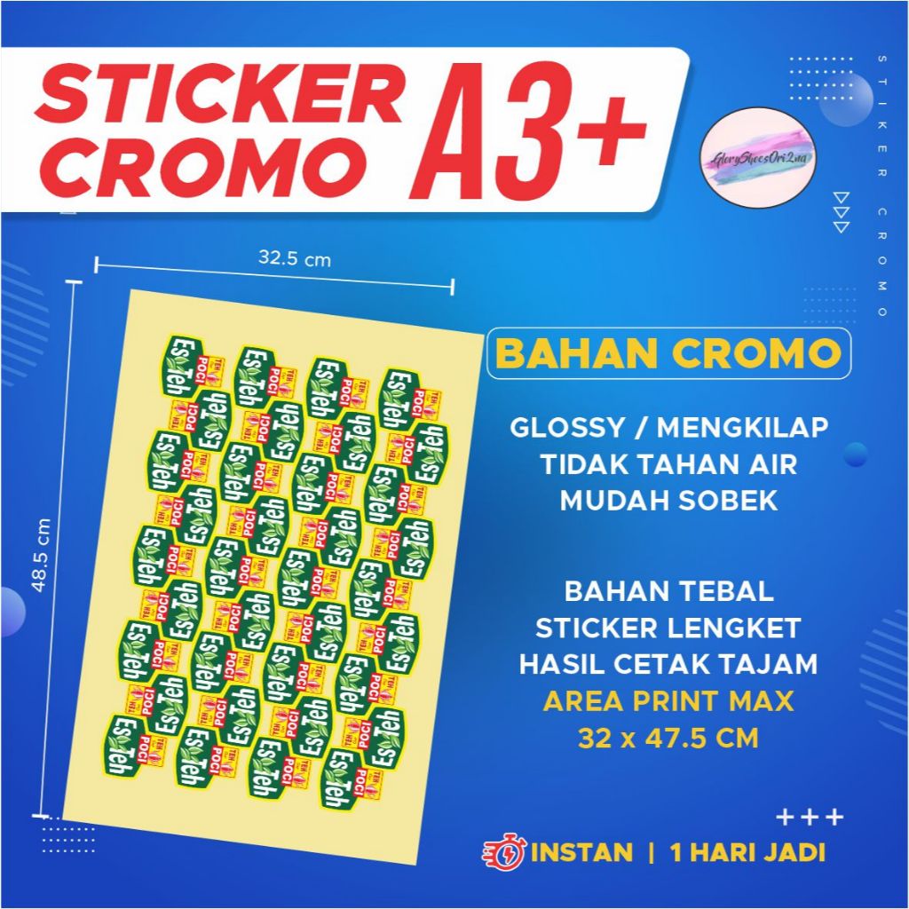 

Print Cetak Label Stiker Chromo / Bontac A3+ (PRINT ONLY) Label Makanan Label Kemasan Print Stiker