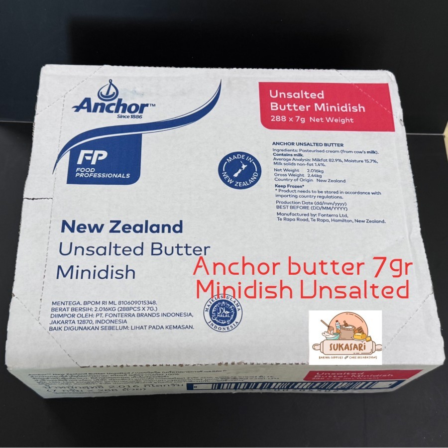 

Anchor Butter 7gr Unsalted Minidish Mentega Tawar MPASI 288pc dus