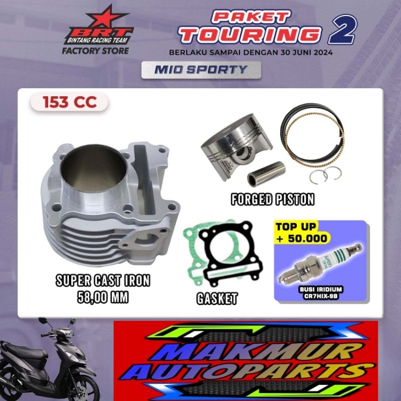 Paket Bore Up Touring 2 MIO Sporty BRT - Blok Piston 58.00 MM - BINTANG RACING TEAM BRT