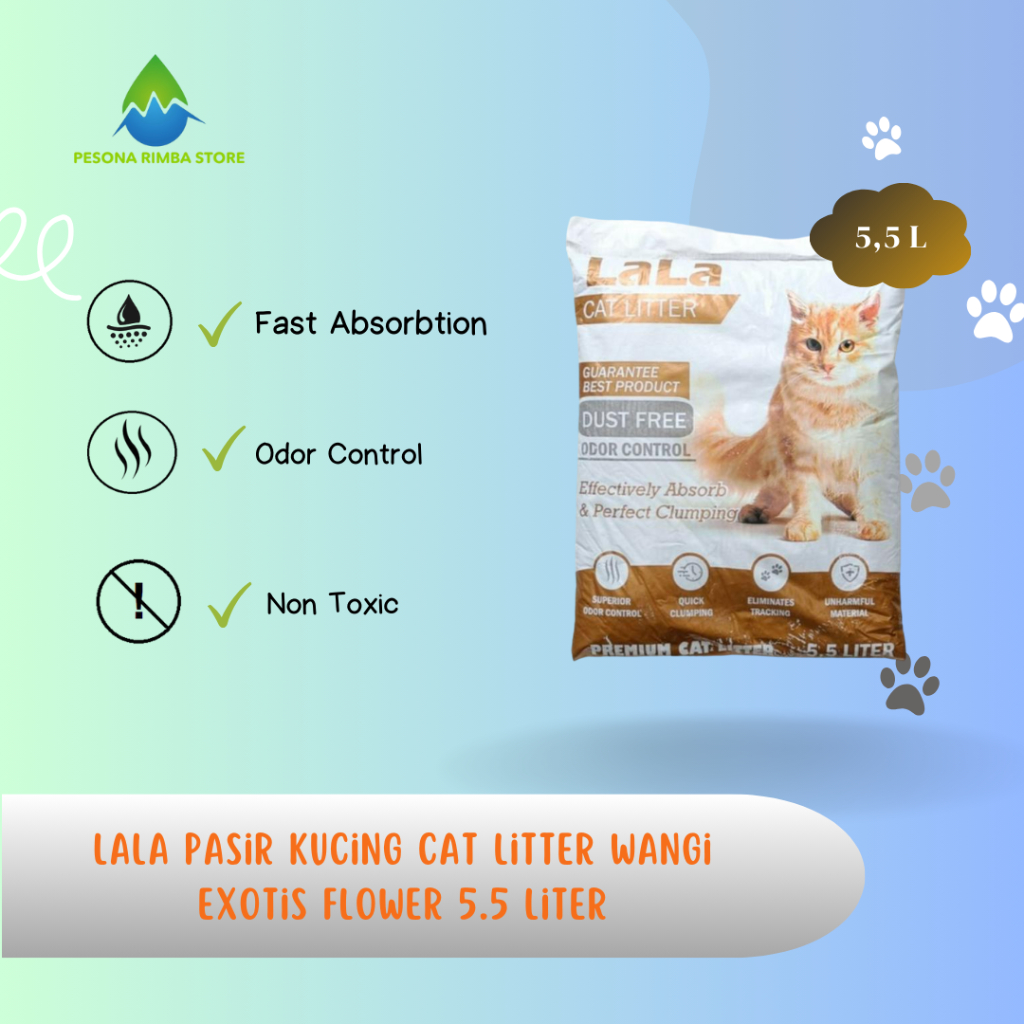 LALA Pasir Kucing Cat Litter Wangi Exotis Flower 5.5 Liter