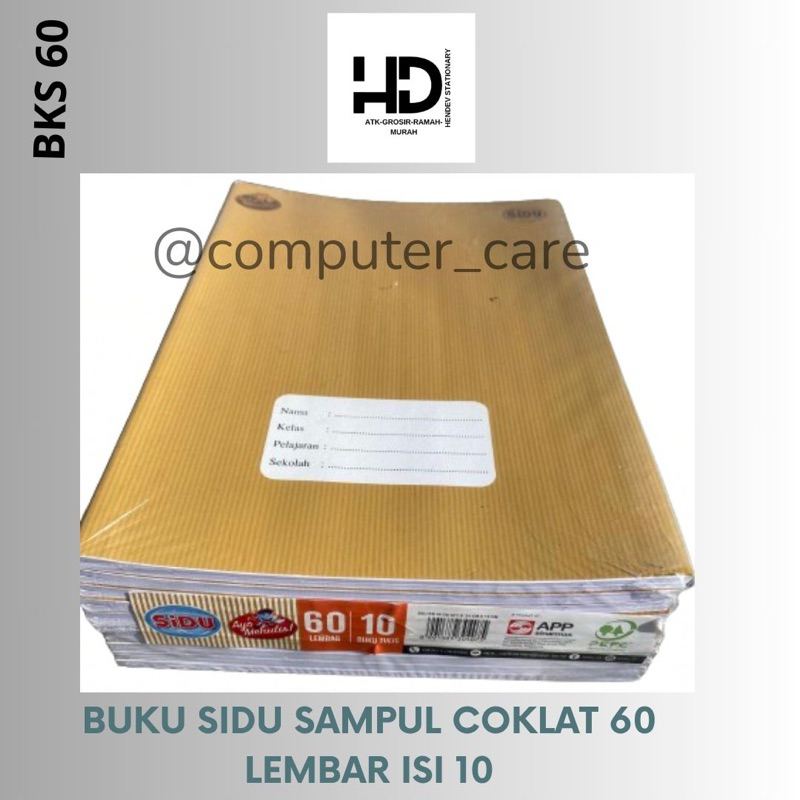 

BukuBUKU TULIS SIDU MURAH ISI 60 LEMBAR SAMPUL COKLAT