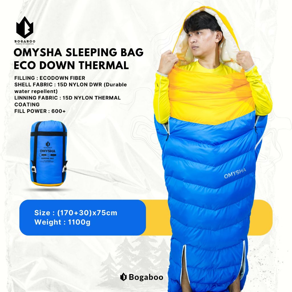 BOGABOO Sleeping Bag Thermal Omny ECODOWN FP 600+ Seri OMYSHA - sleeping bag thermal Bivvy - sleepin