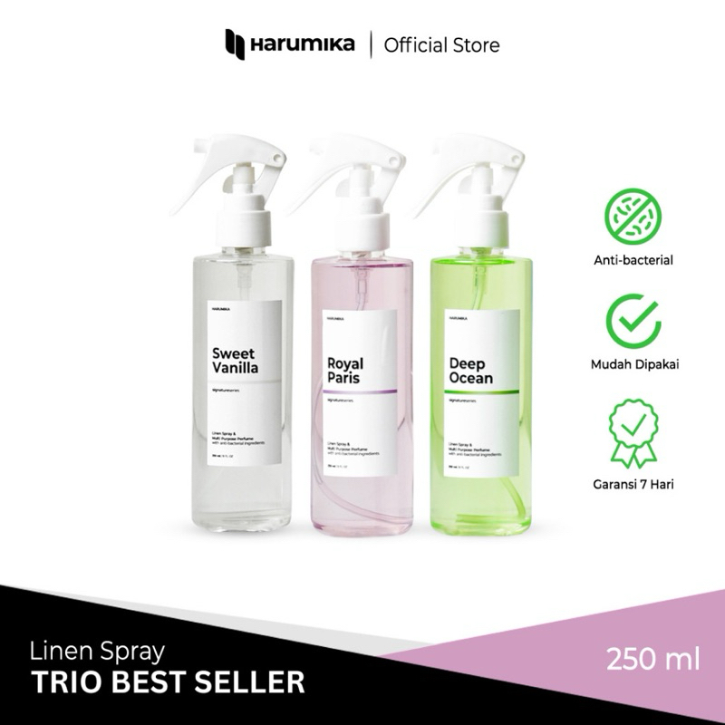 HARUMIKA LINEN SPRAY (SET 3) ROOM REFRESHER ANTI BACTERIAL - 250ml