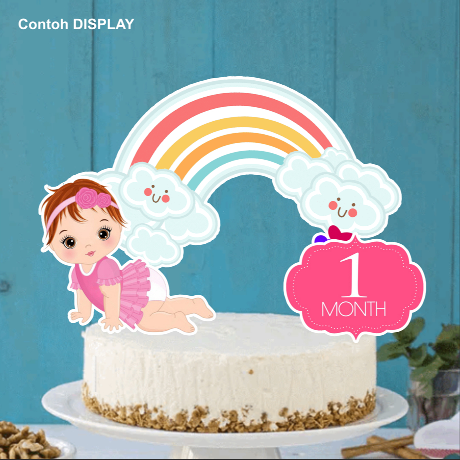 Topper Kue Cake Kertas Baby 1 Month Lucu Keren Kartun