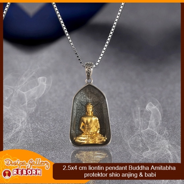 Liontin/Kalung pendant buddha amitabha protektor 2.5x4 cm (shio anjing&babi)