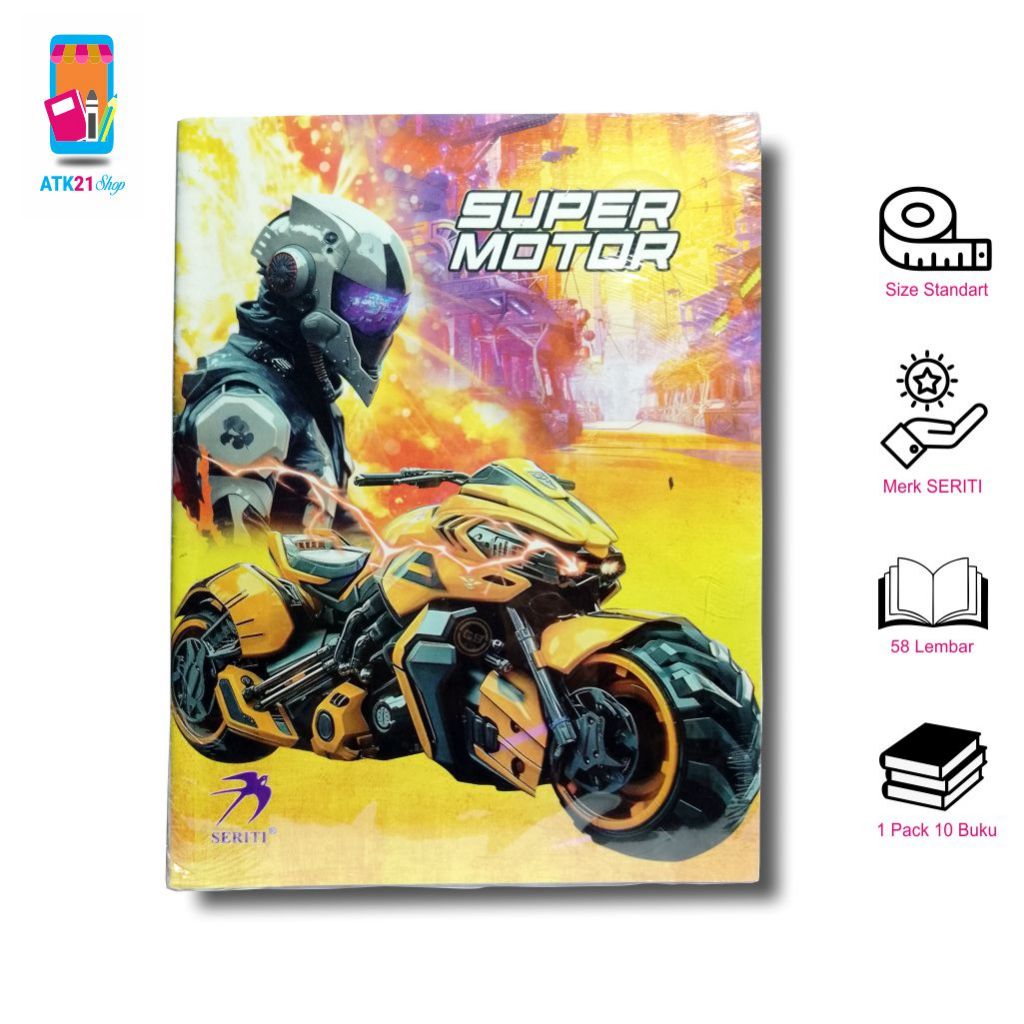 

SERITI Buku Tulis Pack Isi 10Pcs Tulis 58 Lembar - Ukuran Standard (21x16Cm)