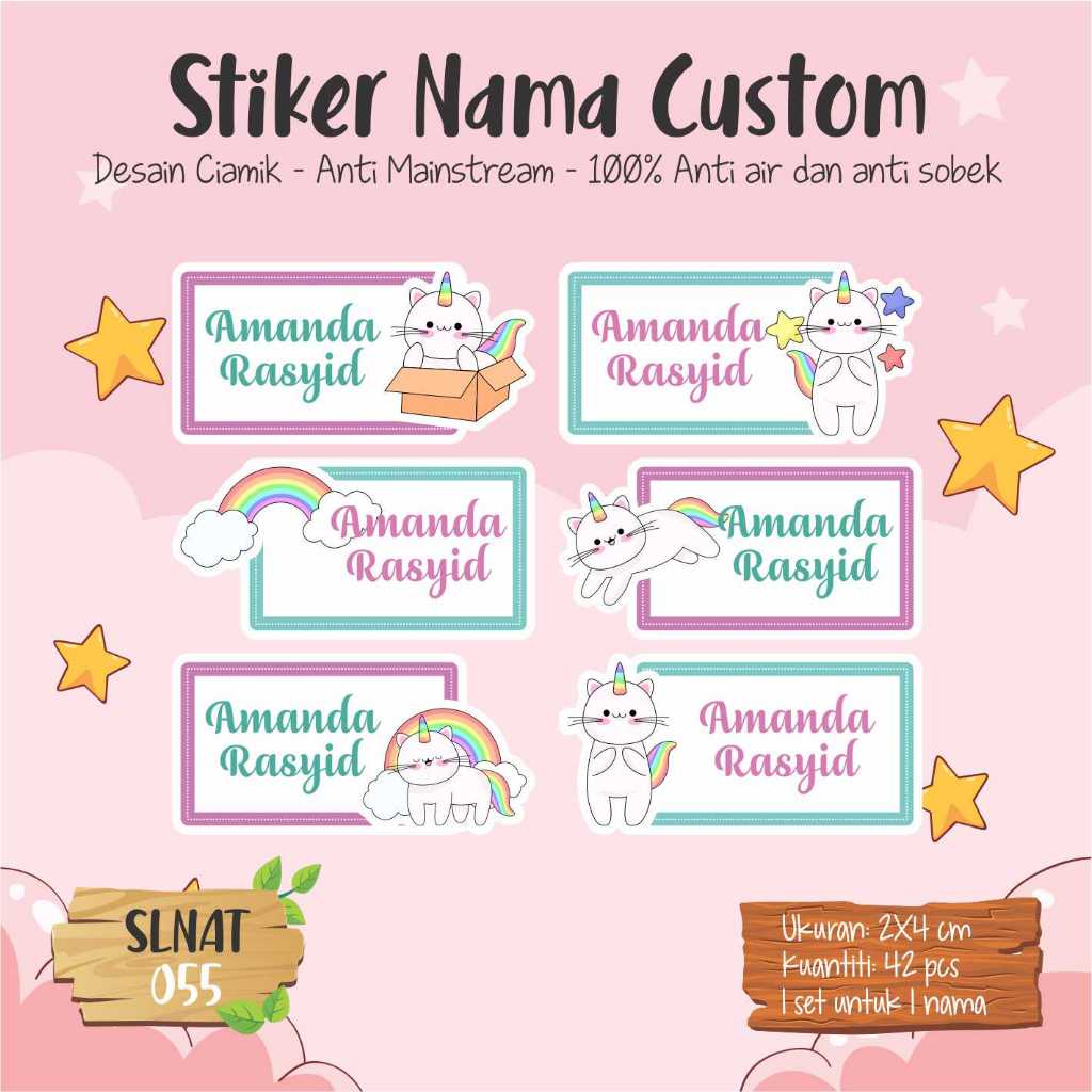 

Infinity Label Stiker Nama Anak Tas Sepatu Buku Sekolah Baju Botol SLNAT-055 Desain Anti Mainstream 2x4cm Waterproof 42pcs