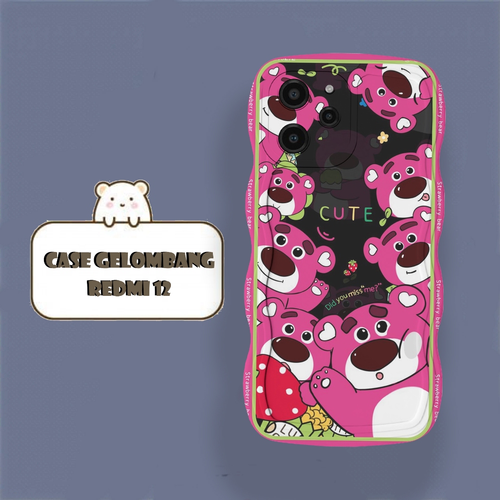 Softacase Gelombang Untuk Xiaomi Redmi 12 Motif Kartun Softcase Protac camera Silikon Hardcase Case 