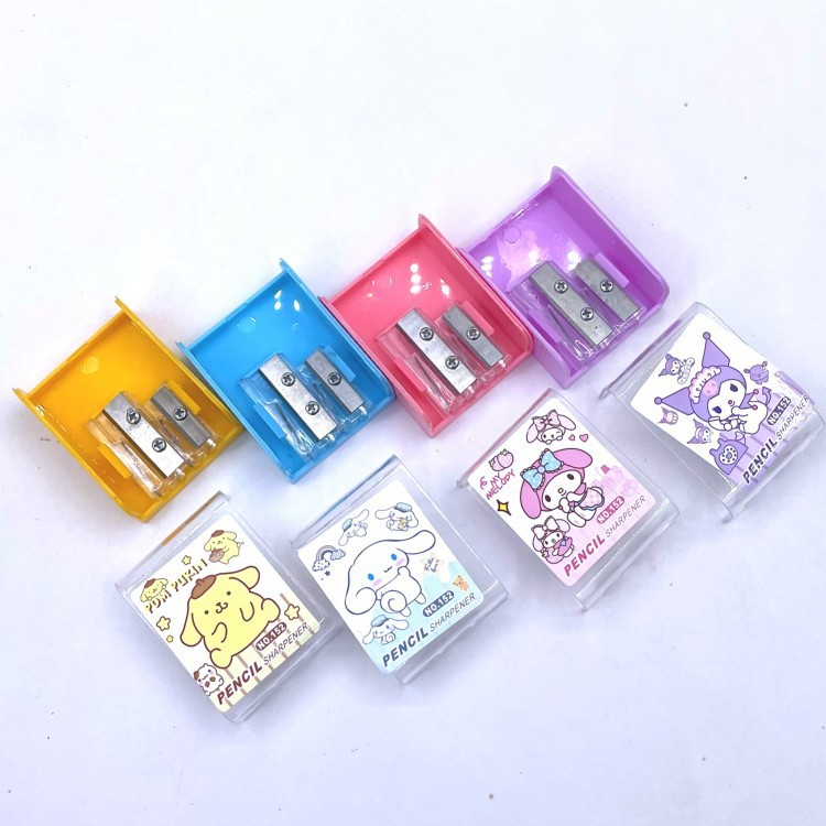 

1PC RAUTAN PENSIL WARNA CARTOON KUROMI MELODY CHINAMOROL PURIN 2 LUBANG PENSIL SHARPENER DOUBLE HOLE