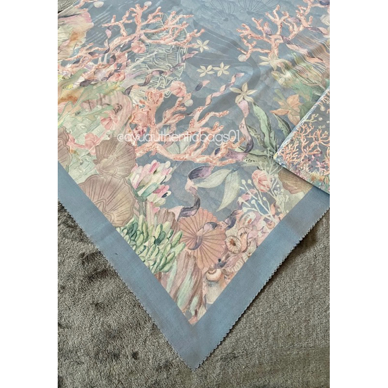 Preloved Buttonscarves The Little Mermaid Blue Voile Square Xl (logo hilang)