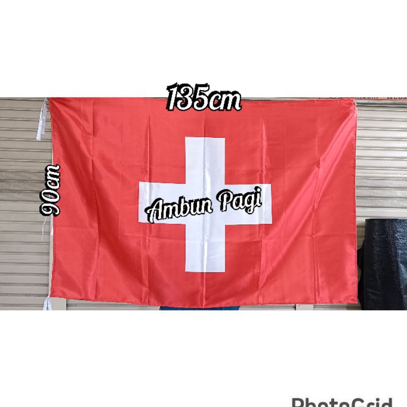 

best seller bendera negara SWISS bahan satin uk 90cm x 135cm