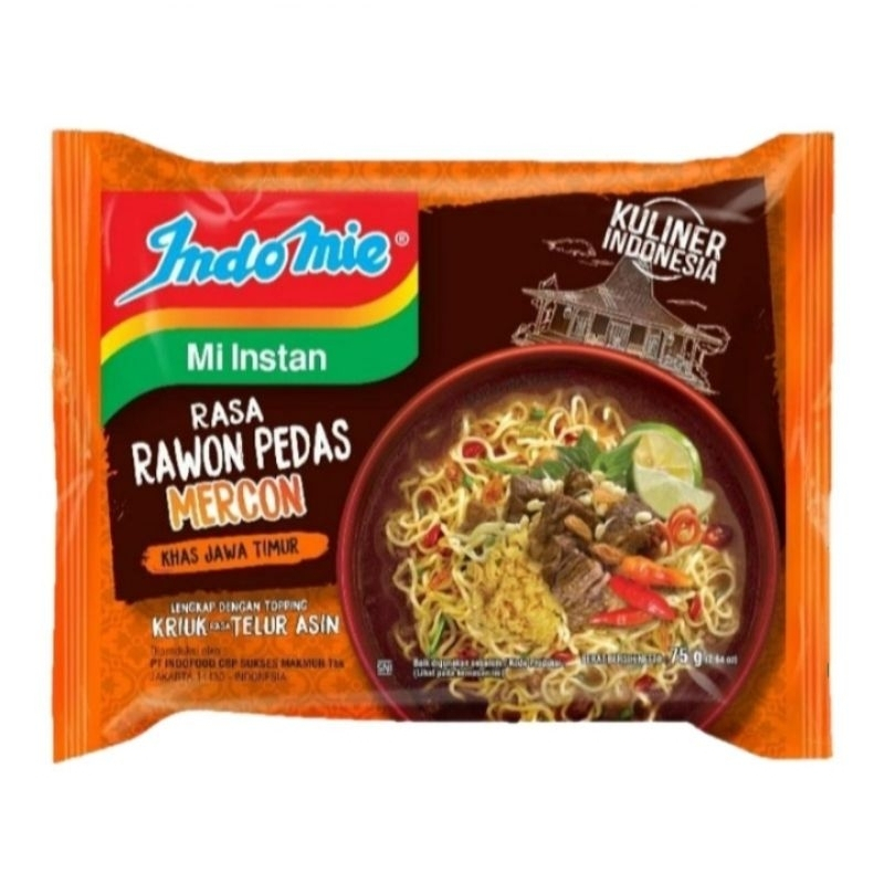 

Indomie Mie Instan Kuah Rasa Rawon Pedas Mercon isi 75 gram Khas Jawa Timur