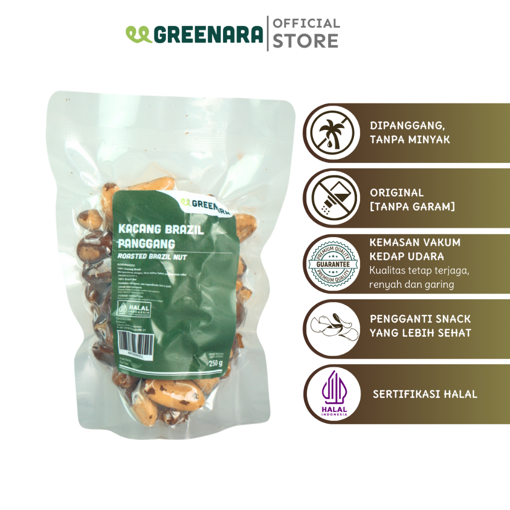 

Greenara - Kacang Brazil Panggang 250gr / Roasted Brazil Nuts