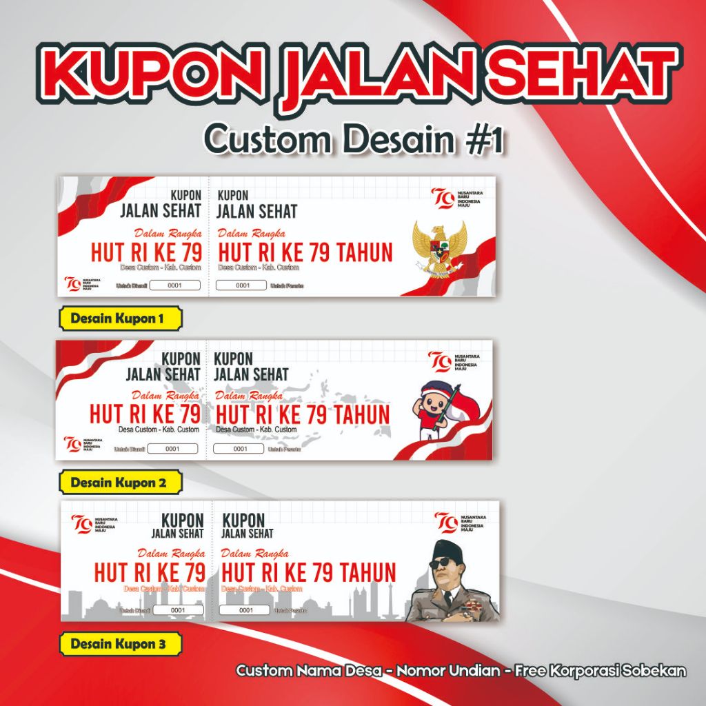 Kupon Jalan Sehat Agustusan | Kupon Undian 17 Agustus | Kupon Undian Doorprise