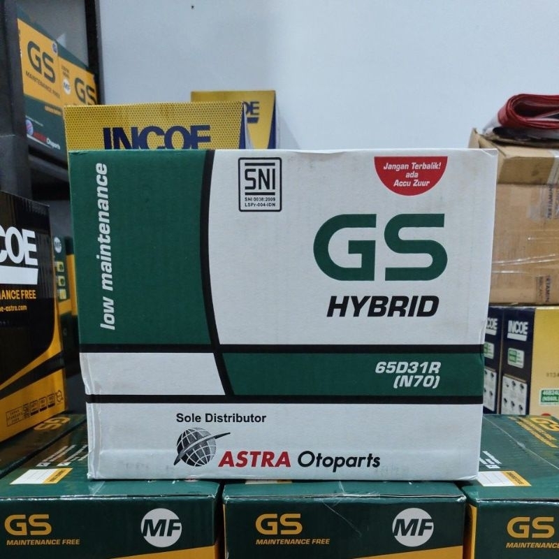Aki Mobil L300, Truk Hino, Truk engkel N70 / 65D31R GS Astra hybrid 12volt - 70Ah Aki basah