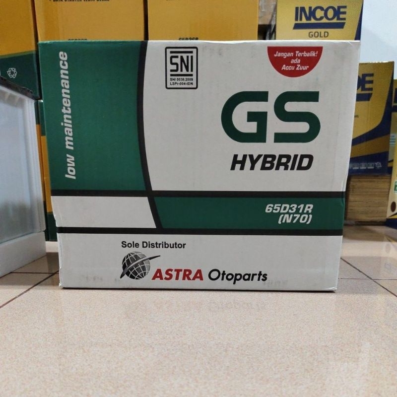 Aki Mobil GS Astra type Hybrid N70 65D31R  12volt / 70Ah Aki basah 70amper