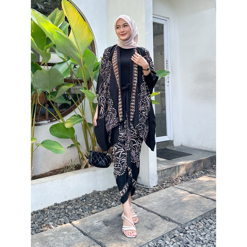 SET KEBAYA BATIK MODERN OUTFIT KONDANGAN SIMPLE OUTER KIMONO WANITA