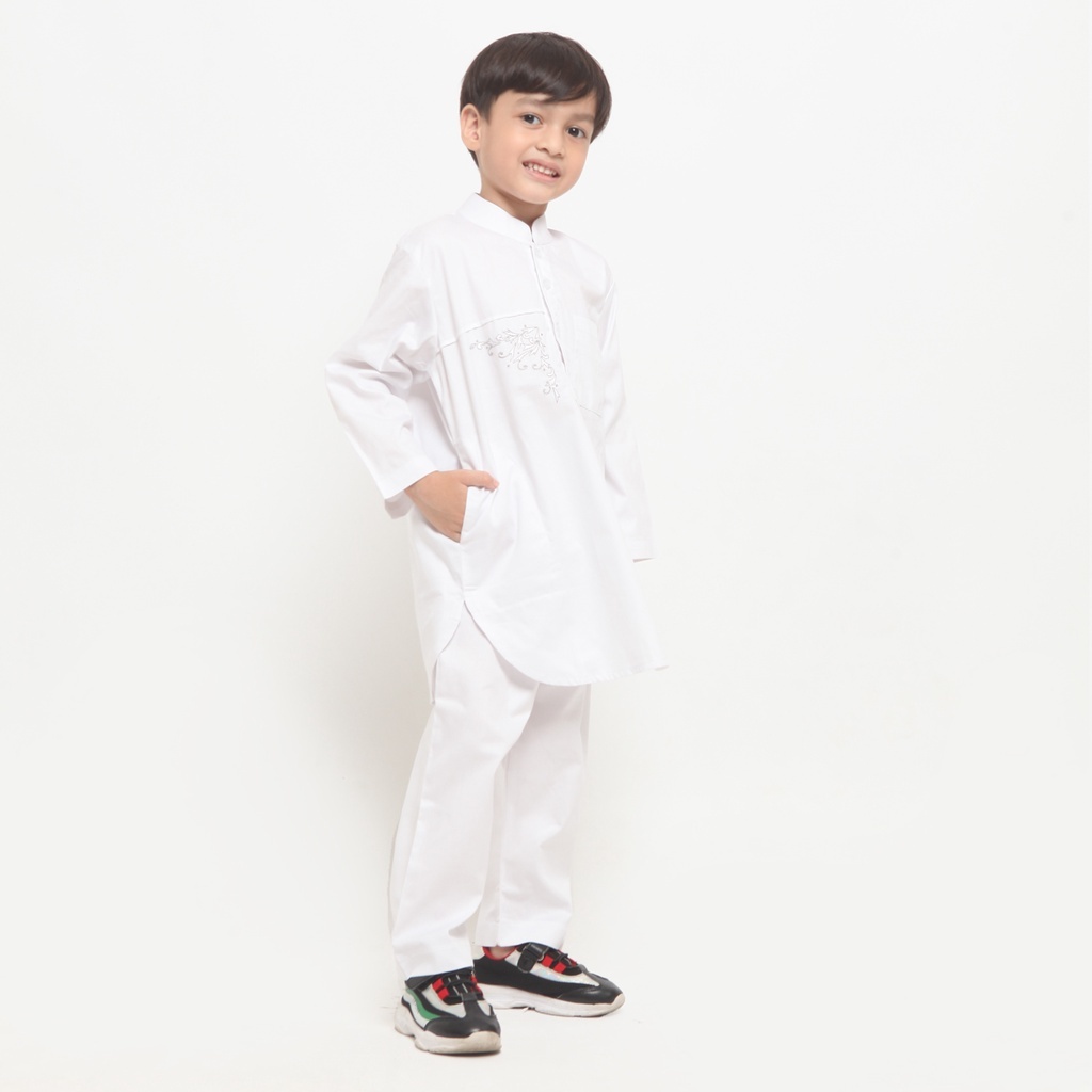 setelan koko lengan panjang anak pakistan koko bordir putih