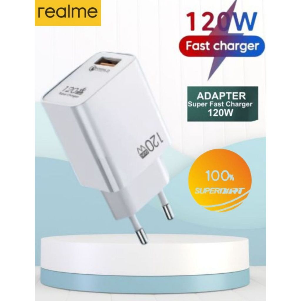 ￼travel adaptor Charger Casan Cas Realme 120W super fast charging / superdart / kepala Charger realm
