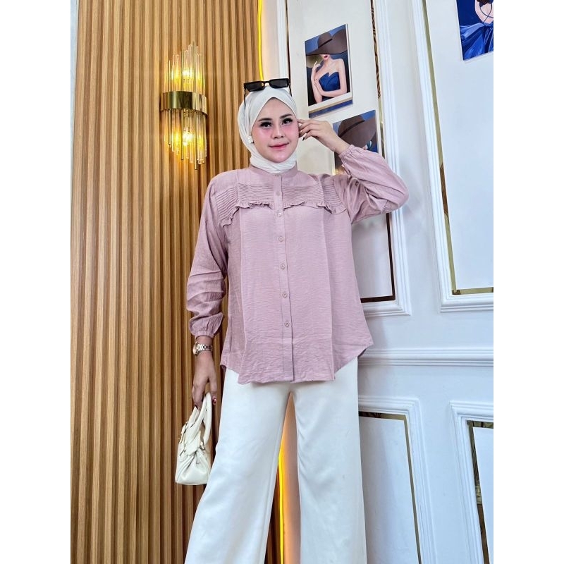 Kinand Blouse Atasan Wanita Opnaisel Polos Pololinen  Blouse Opnaisel Polos