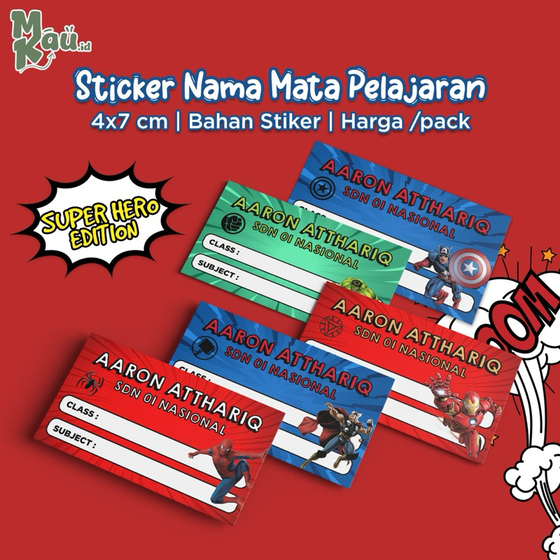 

Stiker Nama Mata Pelajaran Super Hero Edition
