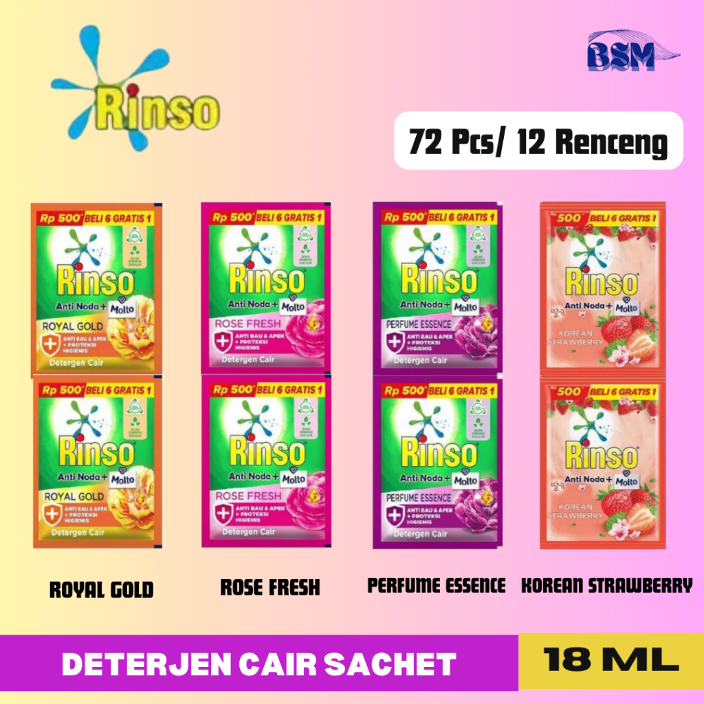 Rinso cair renteng 500an/12 Renceng (72 sachet)