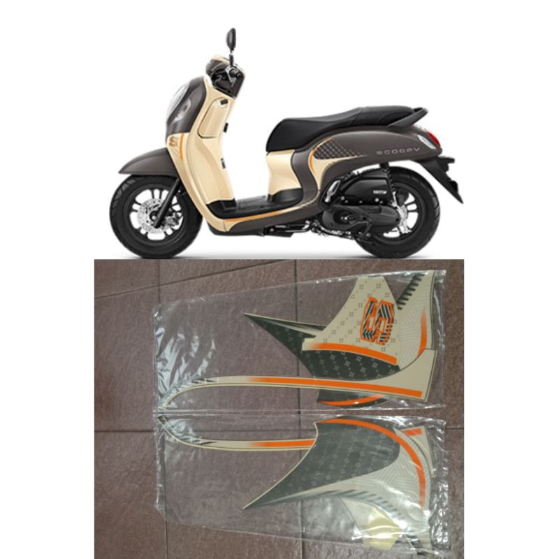 Sticker striping scoopy stylish 2023 coklat / Lis body scoopy stylish 2023 coklat