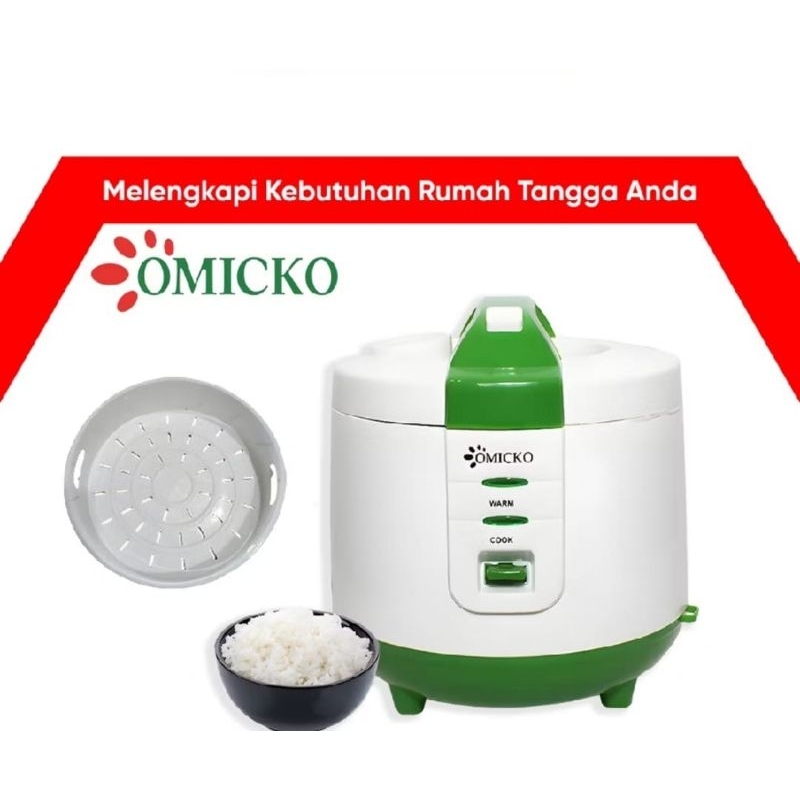 MAGIC COM PENANAK NASI 1 LITER OMICKO SPESIFIKASI :- FUNGSI 3 IN 1 , MEMASAK, MENGHANGATKAN , MENGUK
