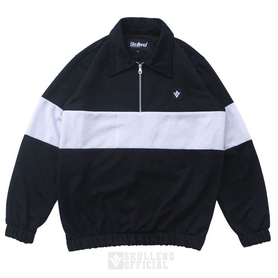 Termurah SKULLEND Sweater Rugby Shirt Jaket Rugby Casual Kombinasi  ack White