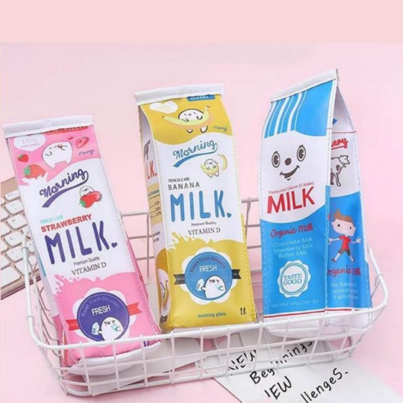 

Tempat pensil Lucu bentuk Milk kotak susu / pencil case / tempat pensil lucu