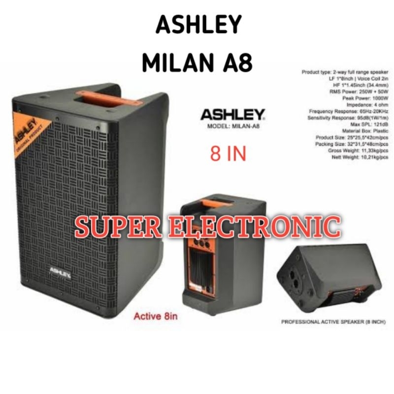 Speaker Aktif Ashley Milan A8 Original Speaker Aktif 8inch Garansi resmi