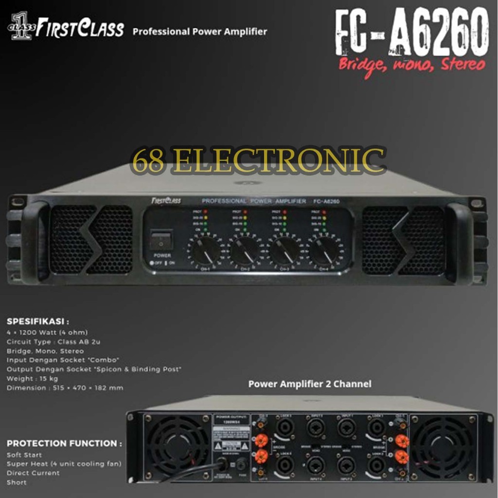 Firstclass Power Amplifier FC A6260 FC-A6260 FcA6260 FCA6260 fca6260 4x1200 Watt Original