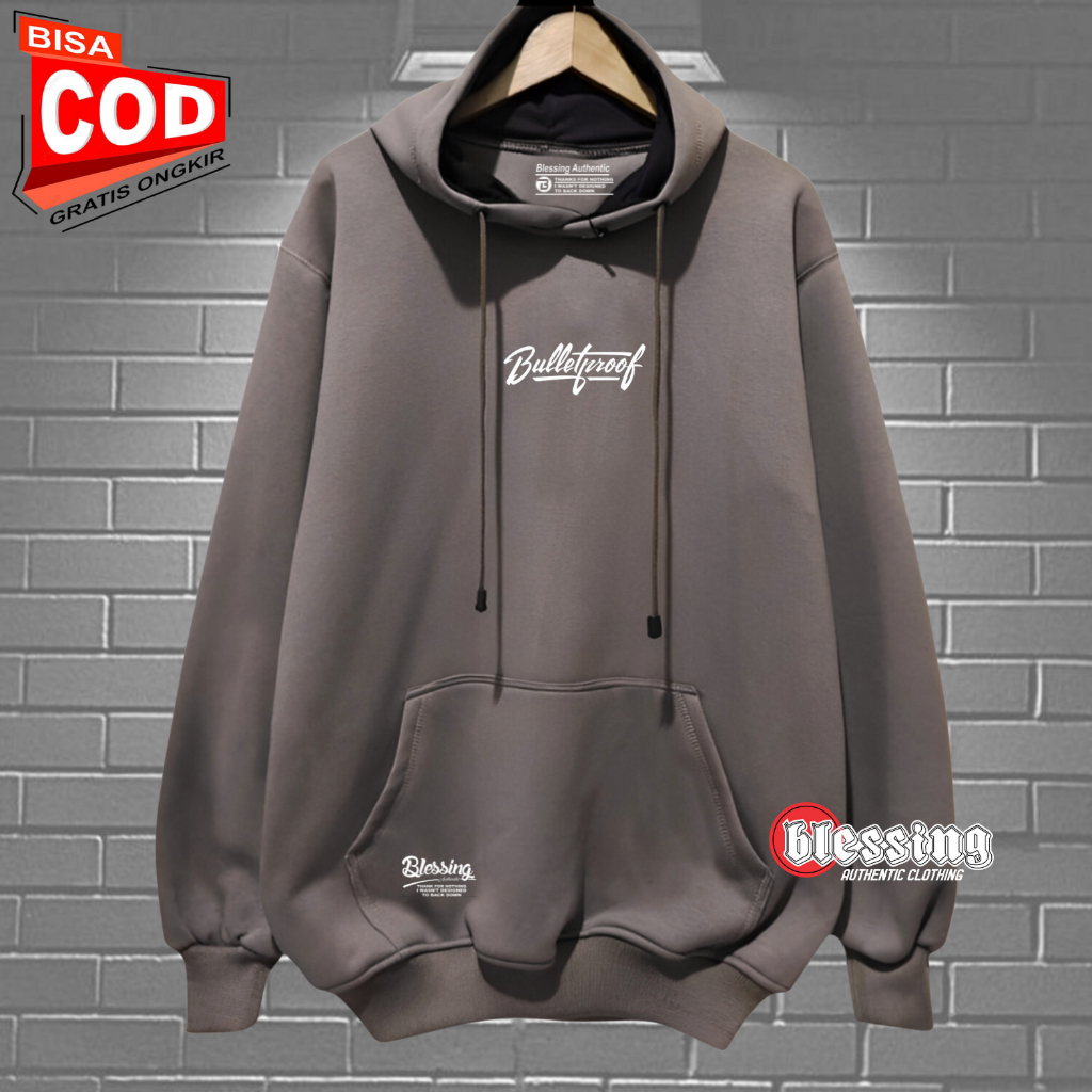 Hoodie Cowok Distro Oversize Warna Charcoal List BulletProof Sweater Hodie Pria Terbaru 2024 Brand L