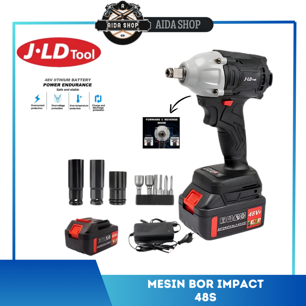 Mesin Bor Cordless Impact Wrench JLD TOOL 48S SET Brushless Mesin Bor Baut Sock Portable Baterai 330
