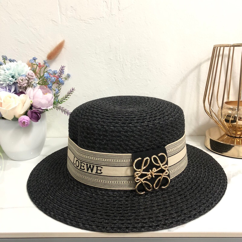 【AV】 Topi Pantai Loewe Rajut Jerami Anyam Wanita Import Premium