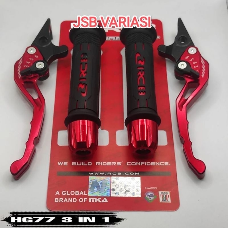 RCB HANDGRIP ORIGINAL HG77 + HANDLE SISIK + JALU STANG CNC PAKET 3 IN 1. NMAX. AEROX. PCX. VARIO. BE