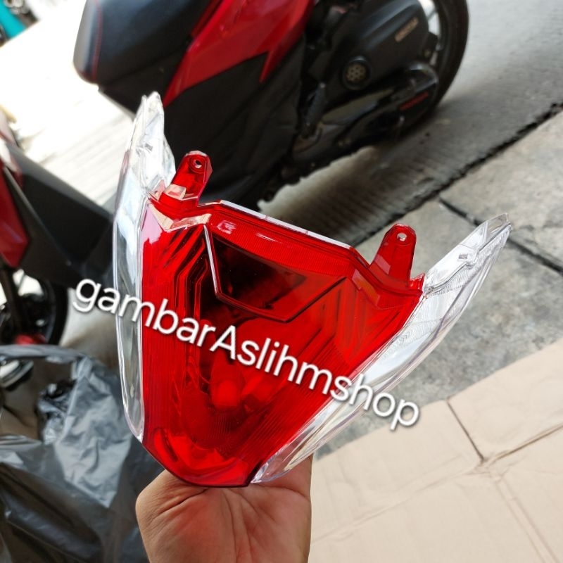 NARITA - kaca mika lampu stop belakang beat duluxe beat led street 2020 2023 MERAH PUTIH