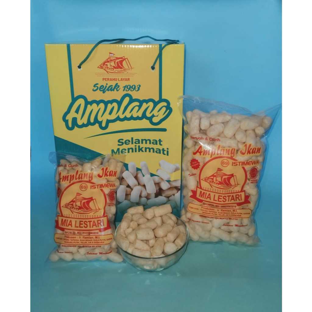 

Cemilan Kerupuk Amplang (1 box 90gr x 9pcs) Cap Perahu Layar Mia Lestari
