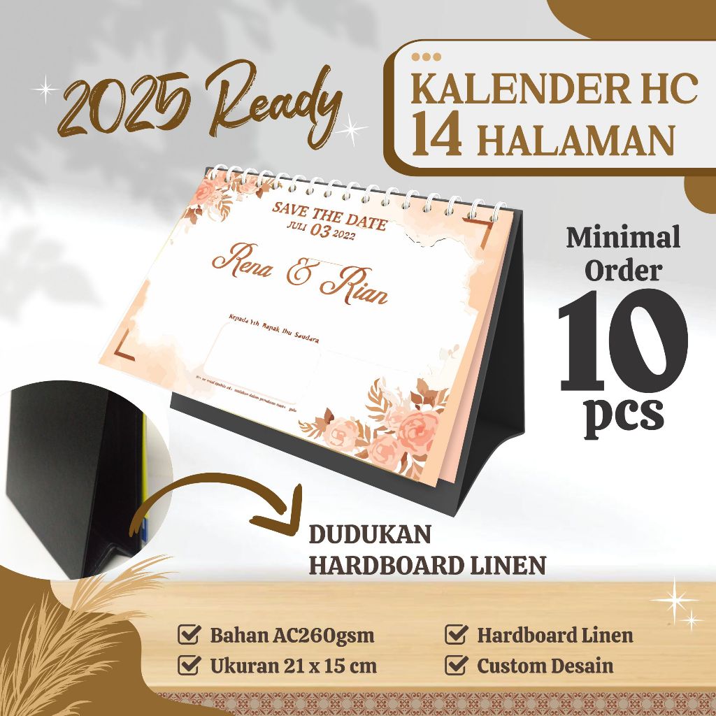 

[14 Halaman] Kalender Meja Hardboard 7 Lembar Cetak 2 Muka Kalender HC