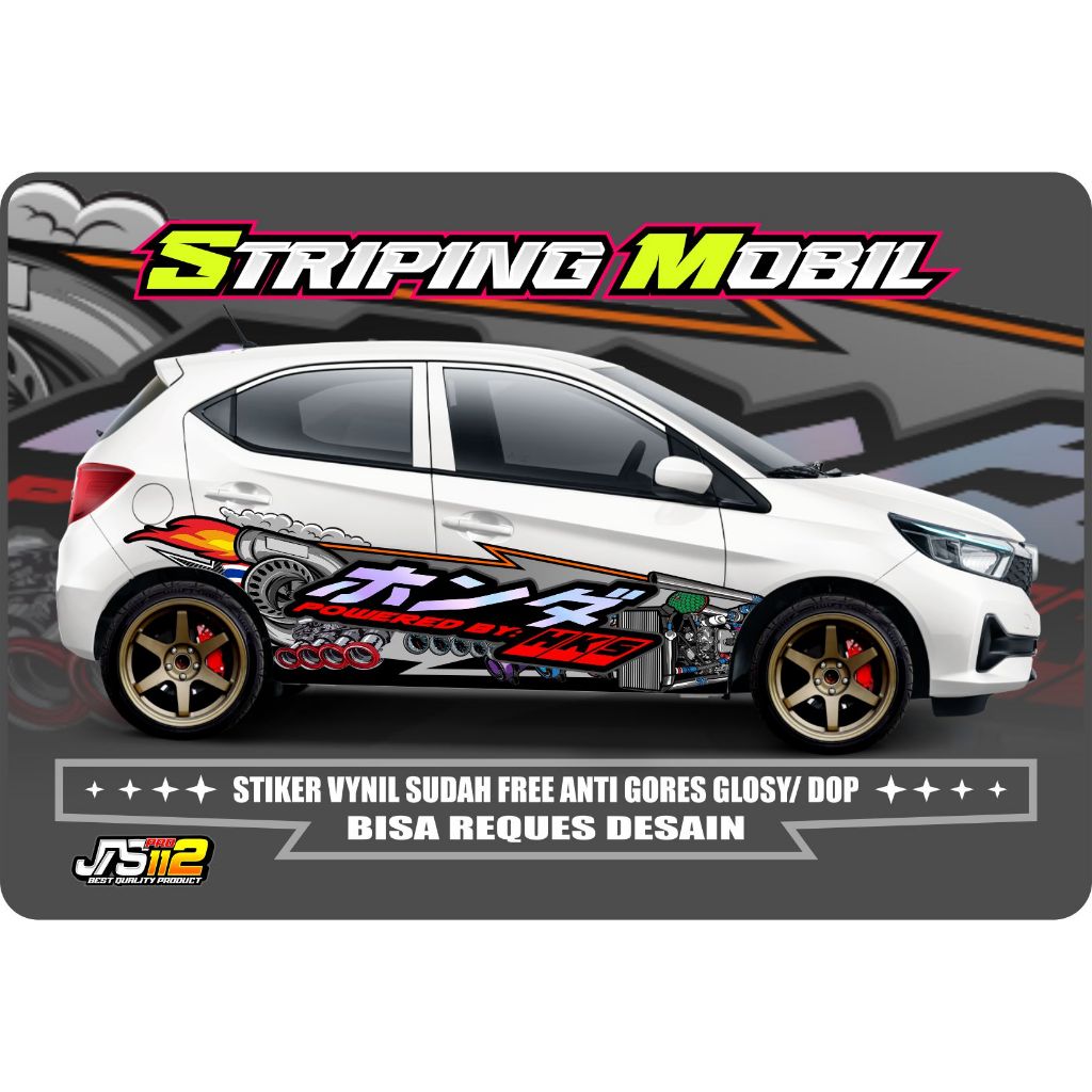 Decal Sticker Mobil brio new Agya Ayla Jazz Brio Yaris Body Samping Free Custom Nama stiker livery m