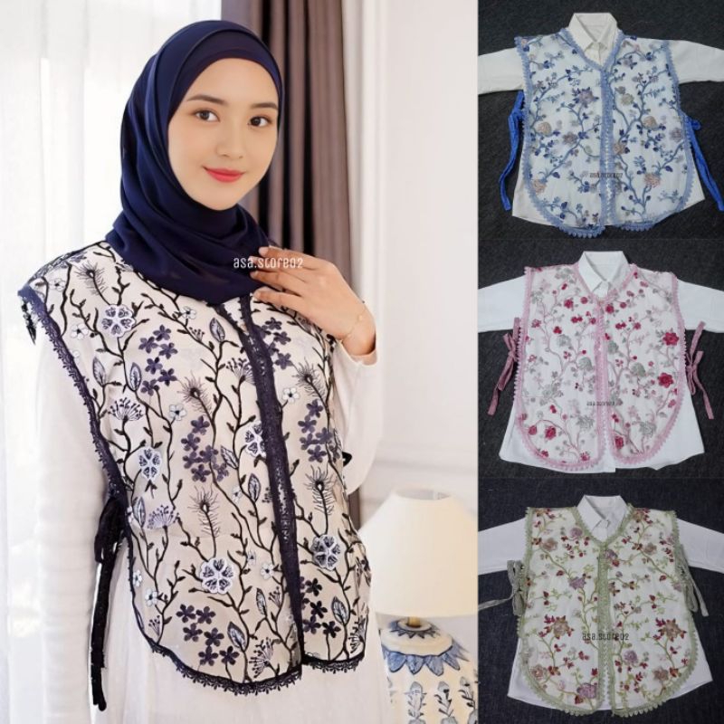 Vest Brokat Tile Garden PREMIUM/Vest Brokat Kondangan/Rompi Wanita