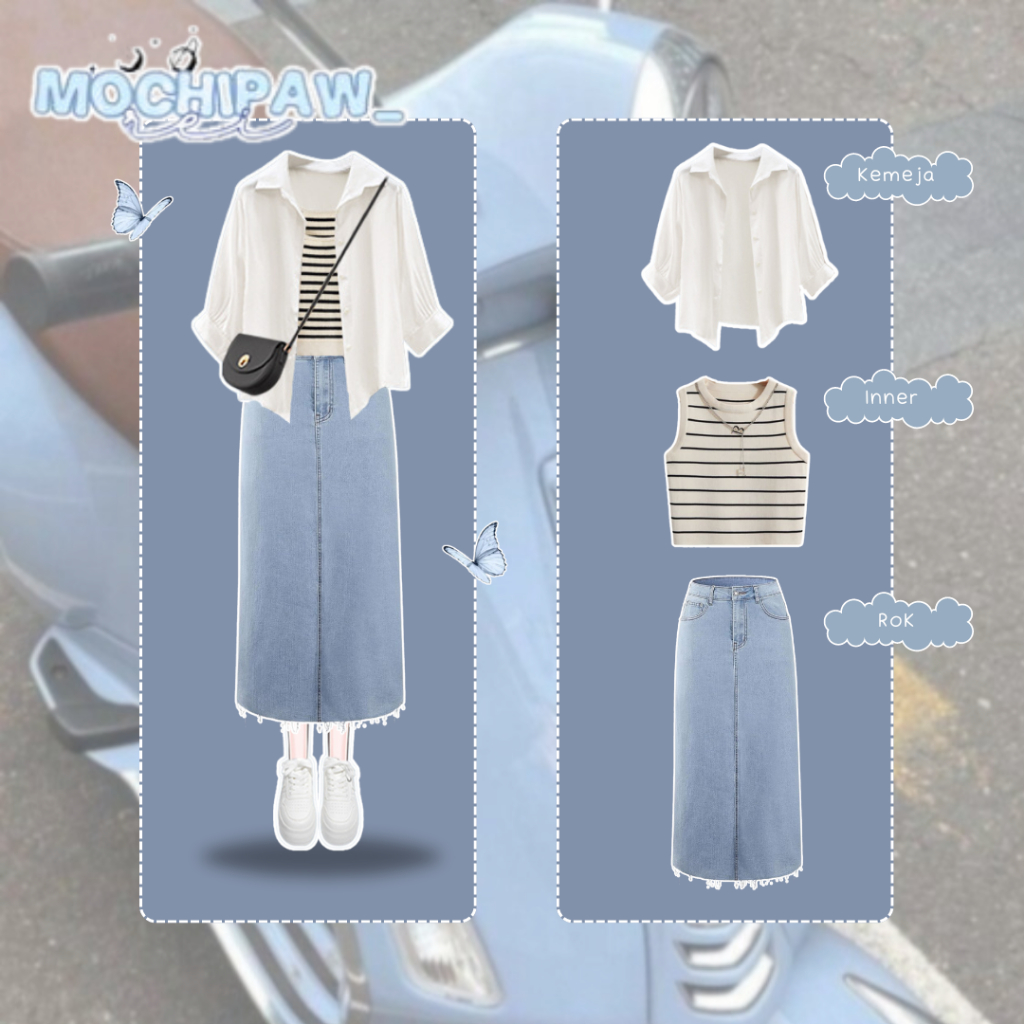 Set AA217 Blue Light Outfit Ideas OOTD Boyish Style Hijab Friendly Outfit Pinterest One Set Korean