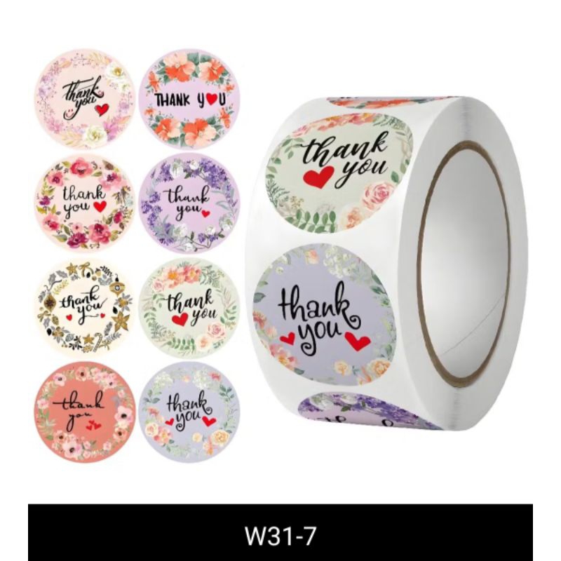 

Sticker label thanks you / sticker roll tempel 500 pcs
