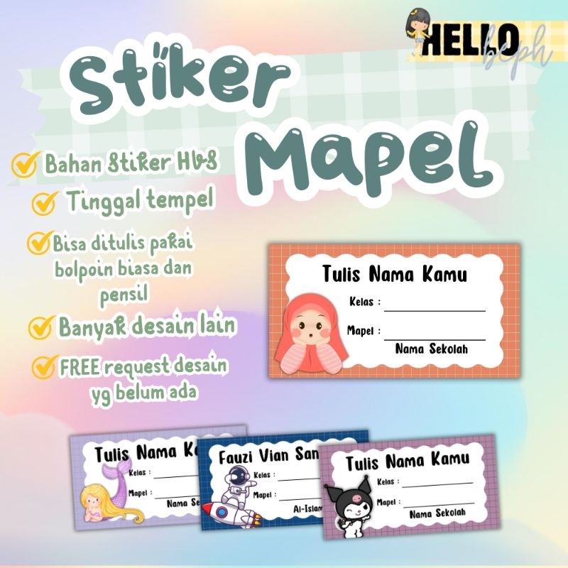 

10pcs Stiker Label Mata Pelajaran Mapel